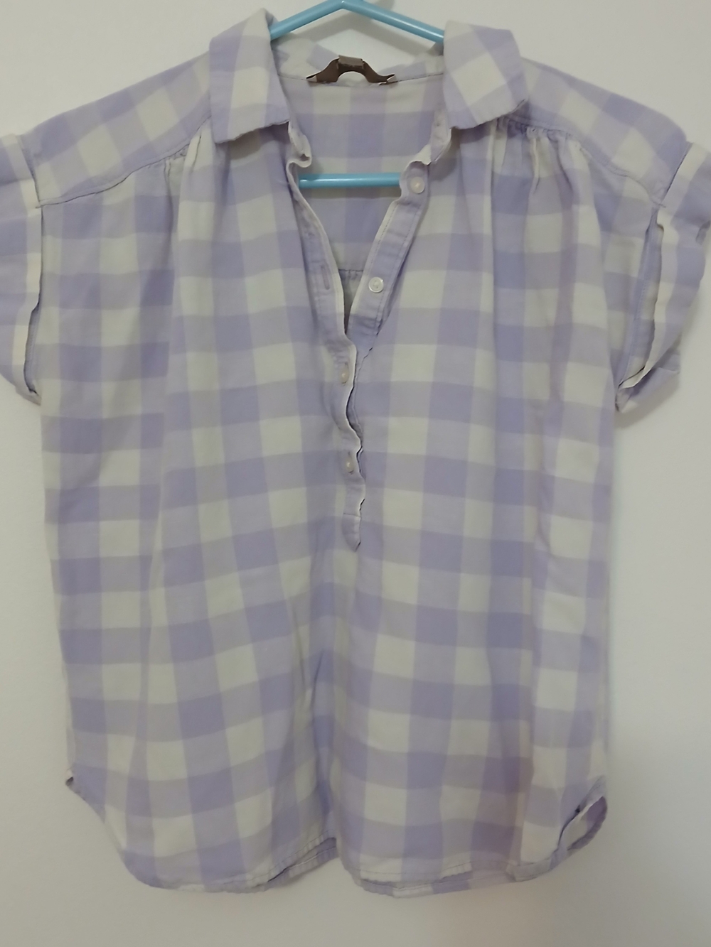 LOFT Lavender and White Gingham Top